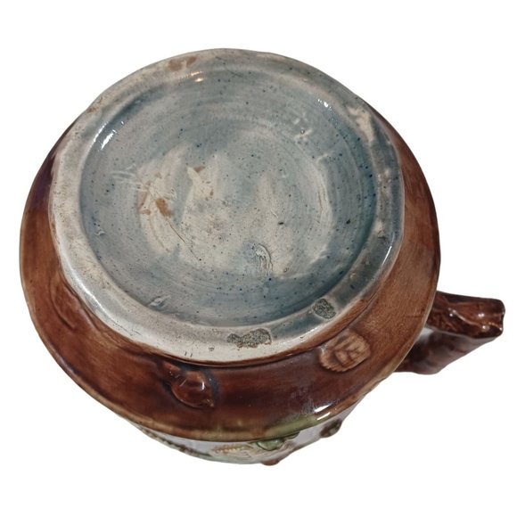 Antique French 19th Cent French Barbotine Majolica Pottery Water Pitcher Vintage - Picture 13 of 13
